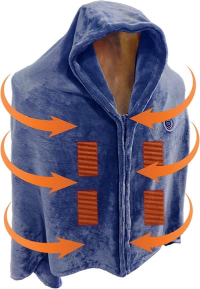 Verwarmde Deken Sjaal - Elektrische Wrap - Warm Blijven - USB Aangedreven - 150x80 cm - Blauw