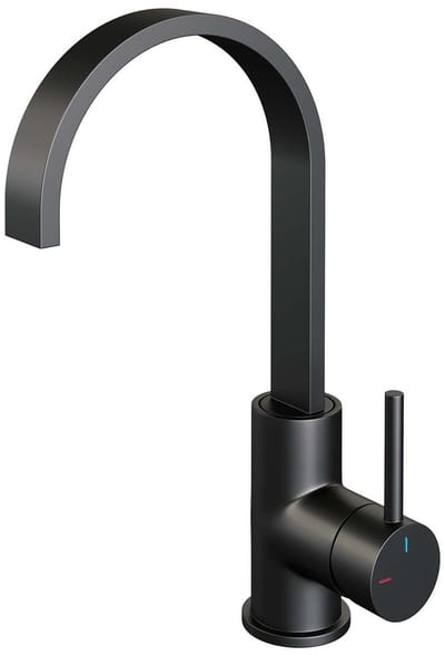 Brauer Black Edition Hoge Opbouw Wastafelmengkraan met Draaibare Platte Uitloop Model A Mat Zwart