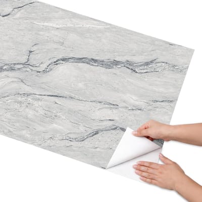 Coloray Meubel Wrap Folie - Grijs Meubelfolie - 65x130 cm - Meubelfolie Zelfklevend Marmeren elegantie - Wrapfolie Keuken - Minimalist Meubelfolie - Decoratiefolie - Tafeldecoratie - Texturen
