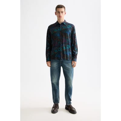 Scotch & Soda Printed Relaxed-fit Shirt Ink Blue Feathers Aop Taglia: S | Camicie Casual Outlet | Uomo | Blu