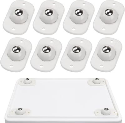 8-delige Zelfklevende Wieltjes (Wit) – 360° Draaiende Mini Universele Rollen – Voor Keukenapparaten/Vuilnisbakken