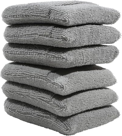 2 Pcs/6 Pcs Zachte Microfiber Auto Wax Applicator Mitts Polijsten Spons Wax Foam Applicator Pad for Auto schoonmaken Auto Detailing (Color : Gray 6 pcs)