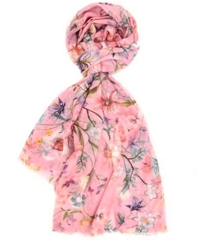 Lange Dunne Sjaal - Print - (33772#) - Roze