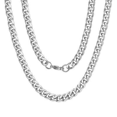 Fako Bijoux® - Schakelketting Staal - Cubaanse Schakel Ketting - RVS - Gourmette - Cuban Link - 7.5mm - 40cm - Zilverkleurig