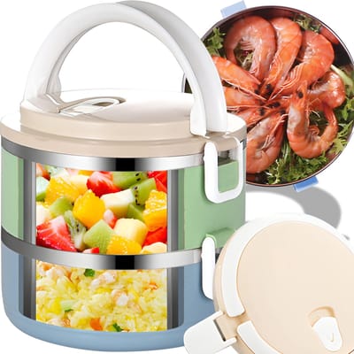 Dailygoods- Lunchbox Geïsoleerd - Roestvrij Staal - Voedselcontainer - Lekvrij - Draagbaar - 1,4 L - 2 Lagen