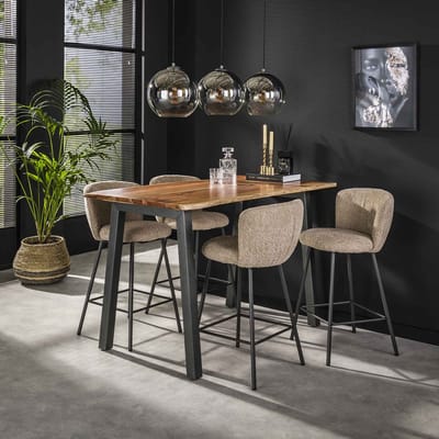 Dimehouse Industriële Bartafel Aberdeen Acaciahout Boomstamvorm 147x80 - 147 x 80 x 92 cm - Hout - Industrieel