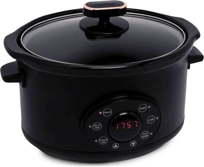 White-label® Slowcooker met Timer - Keramische Binnenpan - Hotpot - Zwart
