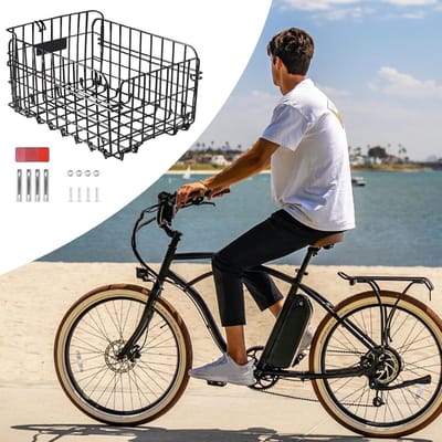 Fietsmand - Opvouwbare mand - Bagage vervoeren - Met reflector - 37 x 27 x 20 cm - Zwart
