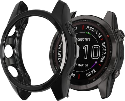 kwmobile sportbeschermhoes geschikt voor Garmin Fenix 7S / Fenix 7S Solar - Siliconen hoesje zonder fitnesstracker - In zwart / zilver
