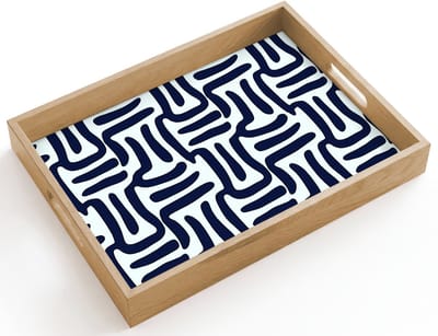 Dienblad hout 40x30 cm - Schootdienblad - Abstract - Modern - Blauw - Borrelplank rechthoek - Plateau dienbladen