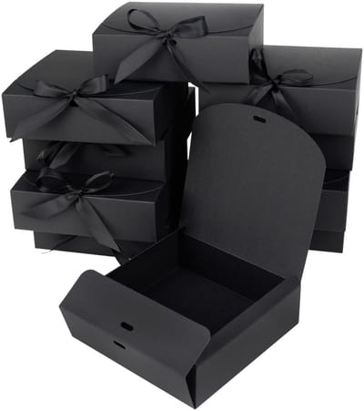 Dailygoods- Geschenkdoos met deksel - 10 stuks - 16 x 16 x 5 cm - zwart - geschenkverpakking - karton - personaliseerbaar - Cadeaudozen