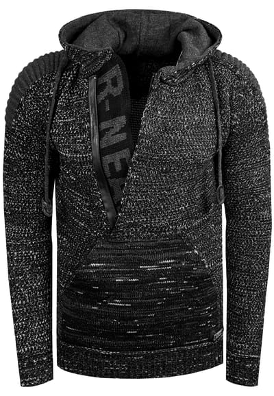 Chunky contrasterende hoodie met 1/2 rits