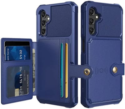 Portemonnee Hoesje Geschikt voor Samsung Galaxy A25 - Back Cover met Pasjeshouder - Telefoonhoesje voor Pinpas - Kaarthouder op Achterkant - Case met Magneet voor Auto Houder Donkerblauw