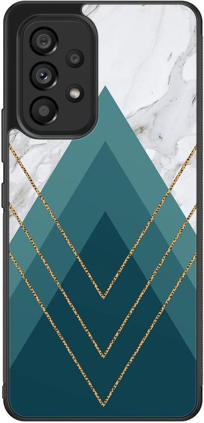 Leuke Telefoonhoesjes - Hoesje geschikt voor Samsung Galaxy A53 - Geometrisch blauw - Backcover zwart - Marmer - Blauw