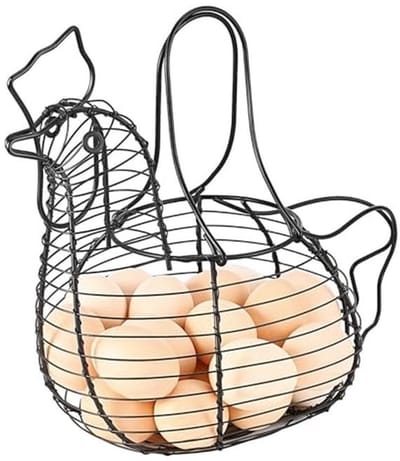 Eiermand - Draadmand - Eieren Verzamelen - Rustieke Stijl - Capaciteit 24 Eieren - Zwart