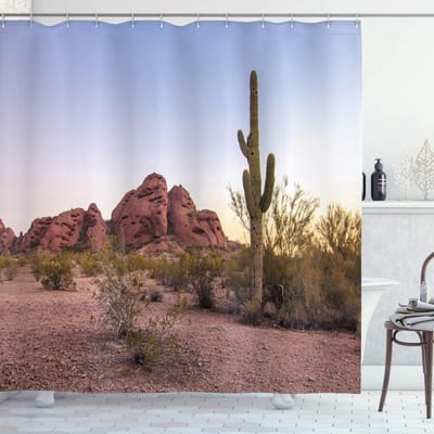 ABAKUHAUS Arizona – Douchescherm – 175 x 200 cm – 100% Polyester – Waterafstotend en Sneldrogend – Kalb Gedroogde Roos