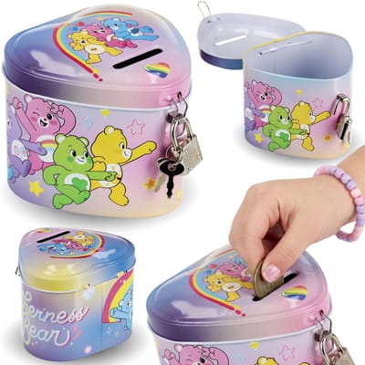 Care Bears Metalen hartvormige spaarpot, spaarpot met hangslot voor meisjes