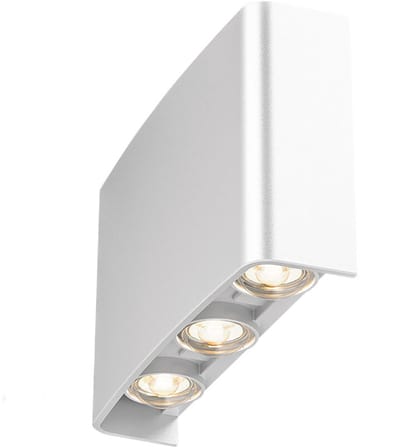 LED Wandlamp - Brinton Victo - Up & Down - 6W 480lm - 865 Helder/Koud Wit 6500K - Voor Buiten en Binnen - Waterdicht IP65 - Rechthoek - Wit
