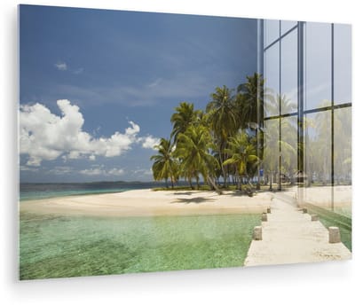 ® Glasschilderij 180x120 cm - Schilderij acrylglas - Uitkijkend naar de archipel San Blas-eilanden voor de kust van Panama - Foto op glas - Muurdecoratie woonkamer - Wanddecoratie slaapkamer - Schilderijen