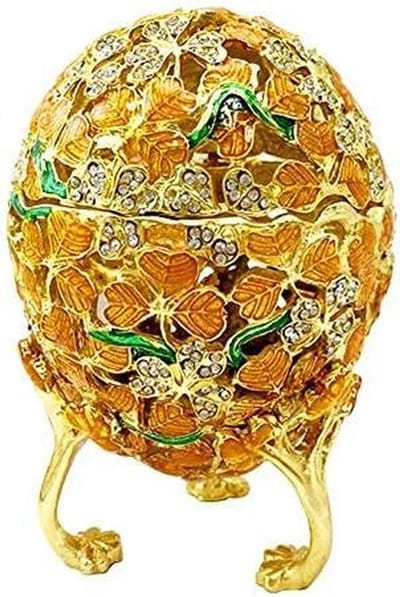 Paasei Sieradendoos - Decoratieve Opbergdoos - Thuis Decoreren - Ingelegd met Strass - 6x6x9.3CM - Multicolor