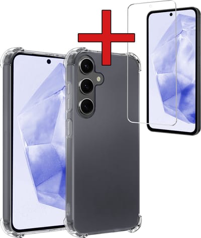 Hoesje - Met Screenprotector - Geschikt voor Samsung Galaxy A35 - Sterk & Shockproof - Back Cover - Siliconen Case - Telefoon Hoes - Shock Proof - Telefoonhoes - Transparant