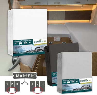 Dexitex 1 x molton 1 x hoeslaken LICHT GRIJS + 1 x hoeslaken ANTRACIET/ 3 delige set-Geschikt voor Camper lengtebedden of enkele bedden