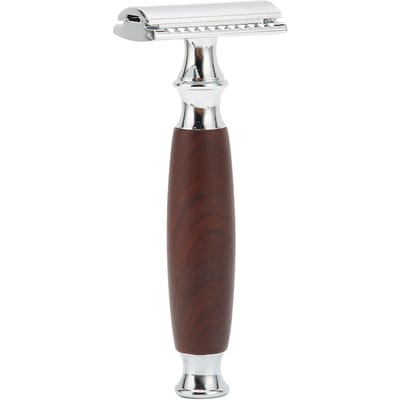 Double Edge Veiligheidsscheermes Heren Thuis Salon Draagbaar Zinklegering Houten Handvat Handmatig Scheermes (Zonder white