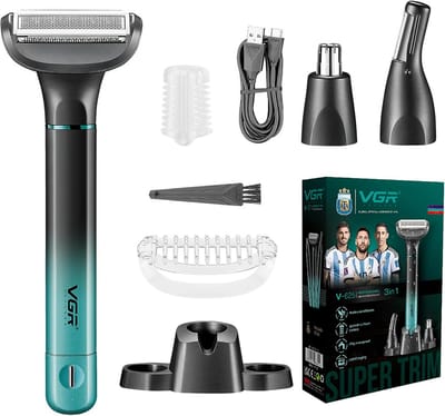 3-in-1 Intieme Shaver - Body Trimmer Neus trimmer - Persoonlijke Verzorging - IPX5 Waterdicht - 60 Min Gebruik - Groen