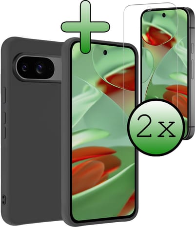 Hoesje Met 2x Screenprotector - Geschikt voor Google Pixel 10 - Sterk & Shockproof - Back Cover - Siliconen Case - Telefoon Hoes - Zwart