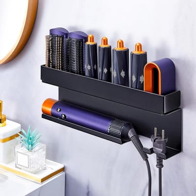 Famanu – Haardroger- en stylingtoolhouder zonder boren, zelfklevende wandorganizer