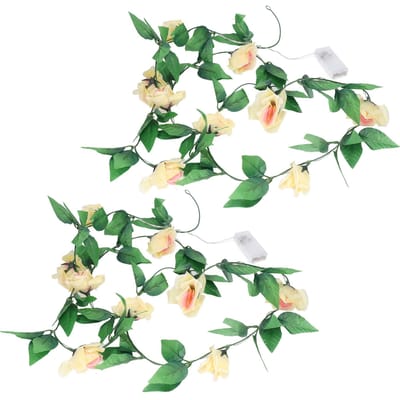 Bloemen Lichtslingers 2 stuks 7,8ft 20 LED Batterijgevoed Rozen Guirlande Feestverlichting Tuinfeest Achtergrond Wanddecoratie
