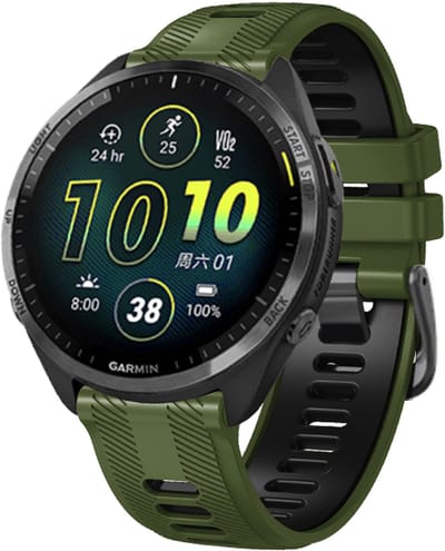 Stravo 22mm Siliconen Horlogebandje Bandje voor Garmin Forerunner 970 / Forerunner 965 (solar) / Forerunner 955 (solar) / Forerunner 945 / Forerunner 935 / Descent G1 / Descent G2 / Fenix 6 / 5 – Inclusief montage- en demontagetool - Groen / zwart