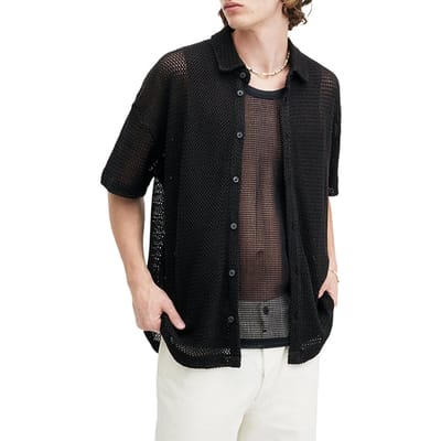 AllSaints Munroe Ss Shirt Jet Black Size: L | Casual Shirts Outlet | Heren | Zwart