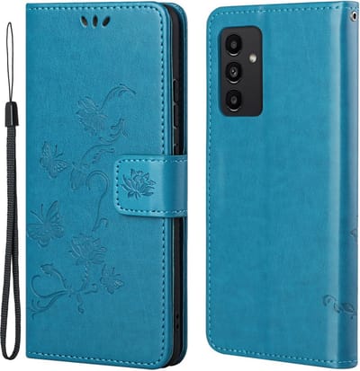 Coverup Hoesje - Geschikt voor Samsung Galaxy A13 4G Hoesje - Coverup Bloemen & Vlinders Book Case - Blauw