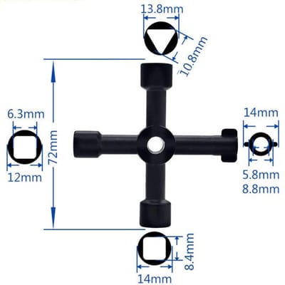 Clé à molette Interrupteur croisé Alliage Outil carré universel Pour ascenseur Armoire électrique Boîte Armoire Clé à douille Décor
