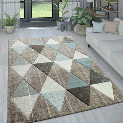 Paco Home Vloerkleed Woonkamer In Pastelkleuren, Modern Ruit-, Driehoek- En Zigzagpatroon 120x170 cm
