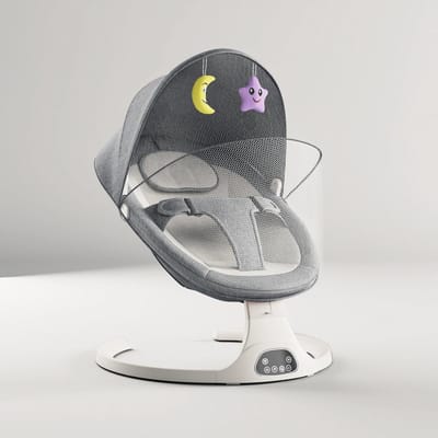 Venzor - Elektrische Babywieg met Bluetooth Muziek & Afstandsbediening – Schommelstoel met Klamboe – Multifunctioneel Babybedje – Grijs