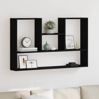 vidaXL - Wandplank - Zwart - Eiken - 99x15x60 - cm - Bewerkt - Hout