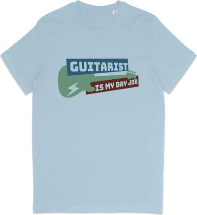 Heren Dames Gitaar T Shirt - Blauw - Maat XS