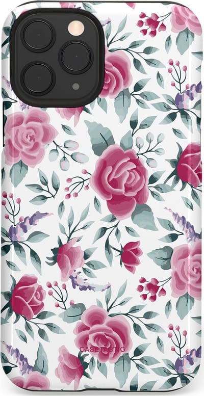 Casetastic Hoesje Geschikt voor Apple iPhone 11 Pro - Stijlvolle Beschermende Duo-layer Case - Paarse Bloem Pracht