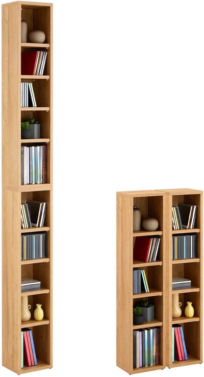 CD-/DVD-rek CHART met 10 vakken in wilde eik