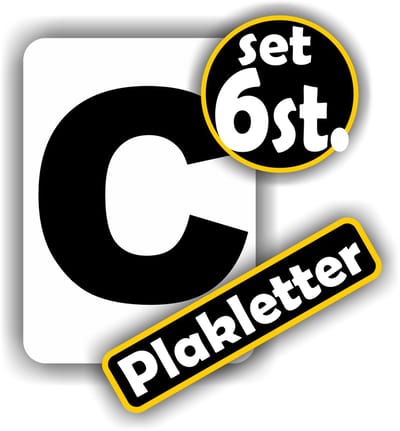 Jerma - Plakletter - C - Stickers - 6 st - 5 x 7 cm - Zwart - Vinyl - Weerbestendig - Zelfklevend