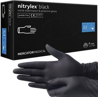Nitrile Wegwerphandschoenen Zwart Poedervrij 100 stuks Maat M