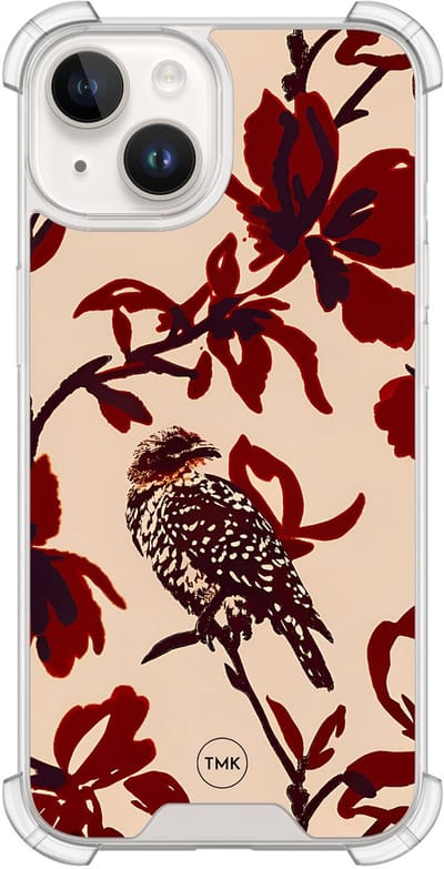 Shockproof hoesje geschikt voor Apple iPhone 14 - Bloemenpracht - Schokbestendig - Verhoogde randen - TPU case - Extra Sterke Back Cover - Bloemen - Transparant, Rood