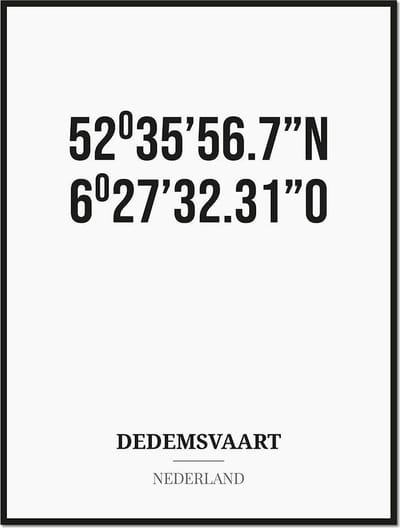 Poster/kaart DEDEMSVAART met coördinaten