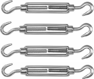Dulimex Spanschroeven/draadspanner met haak/haak - 4x - 5cm - verzinkt zamak - 50kg - M5 schroefdraad