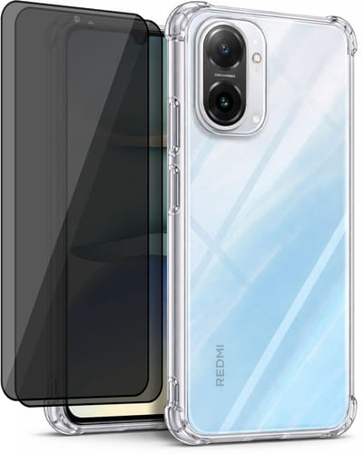 Hoesje geschikt voor Xiaomi Redmi A5 4G / POCO C71 4G - 2x Privacy Screenprotector Volledig Dekkend Glas - Shockproof Transparant