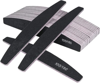 SnelShoppen - 20 Stuks Professionele Dubbelzijdige Nagelvijlen 100/180 - Wasbare Nagelvijl voor Acrylnagels, Manicure, Nagelstudio's - Zwart