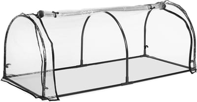 Famanu - Kweekkas met deur, foliekas, HBD: 50 x 130 x 60 cm, plantenkas in tunnel-vorm, pvc, transparant/zwart