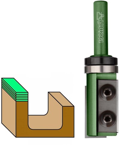 Multifunctionele Frees - 5-in-1 Bit - Groeven Kopiëren Snijden - Verwisselbare Inzetstukken - 19 mm Schacht 12 mm - Metaal